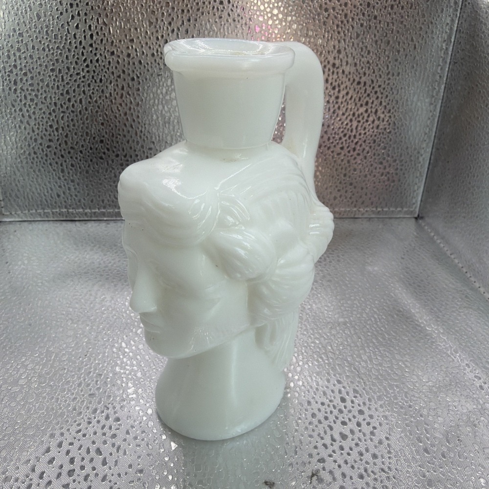 Grecian Women White Milk Glass Collector  Bottle Art Glass VINTAGE AVON‎ 1970'